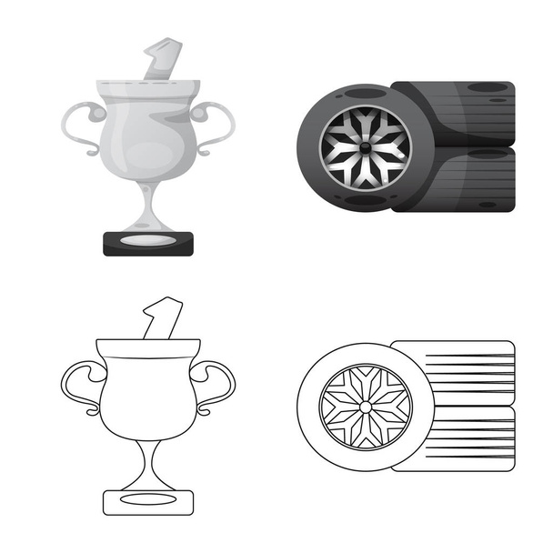 Isolated object of car and rally icon. Set of car and race vector icon for stock. - Vektor, Bild