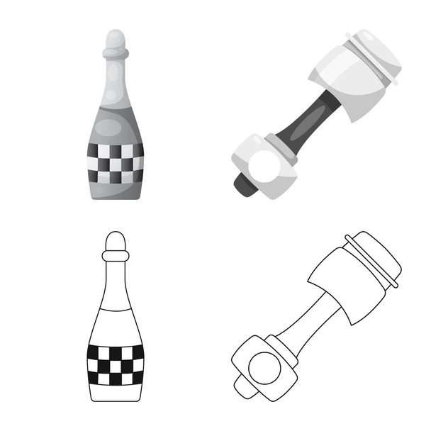 Vector illustration of car and rally symbol. Collection of car and race stock vector illustration. - Vetor, Imagem