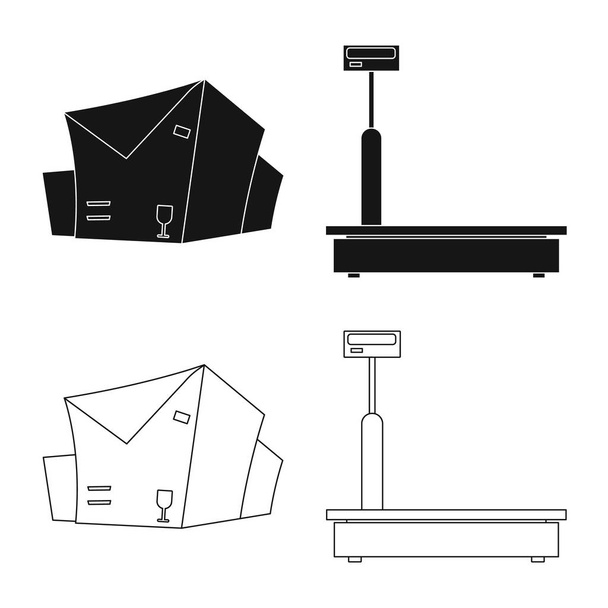 Vector illustration of goods and cargo sign. Set of goods and warehouse vector icon for stock. - Διάνυσμα, εικόνα