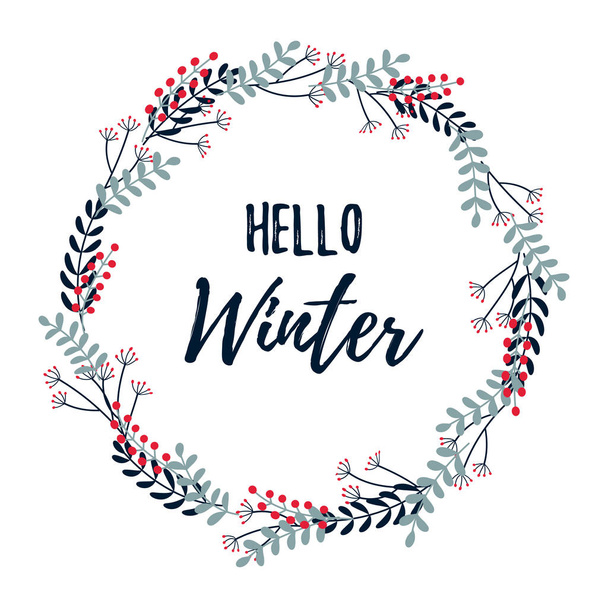 Hello Winter Banner. Merry Christmas and Happy New Year 2019 greeting card. - Vector, Image