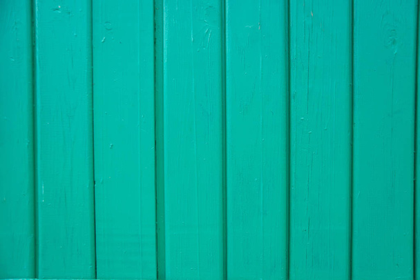Texture of colored boards. Turquoise wooden texture. Wall from bright lining - Photo, Image