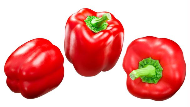 Red Bell Pepper (Capsicum annuum fruit), whole pods, California Wonder variety - Photo, Image