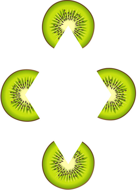 Conjunto de fatias kiwi forma moldura de diamante
 - Vetor, Imagem