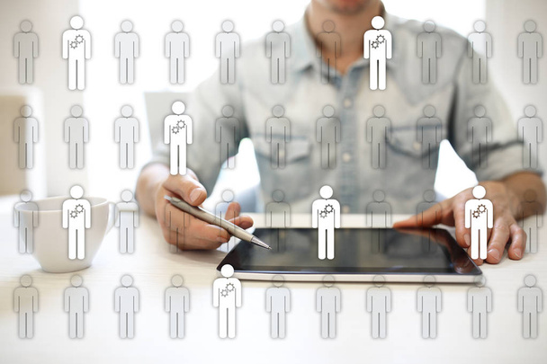HR Human resources management. Recruitment, Hiring, Team Building. Organisation structure. - Photo, Image