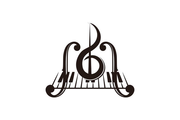 hegedű, zongora, billentyű, hangszer logo design inspiráció elszigetelt fehér háttér - Vektor, kép