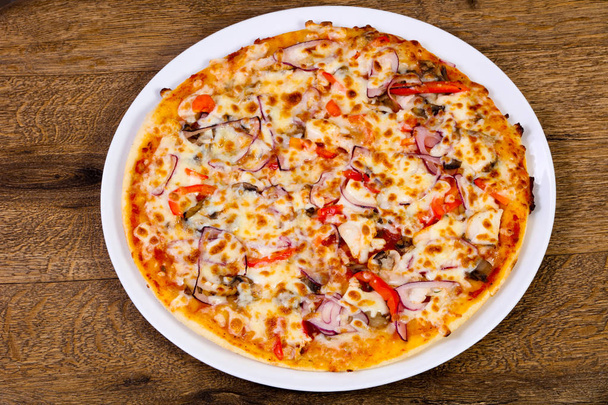 Pizza with beef cheese and onion - Photo, Image