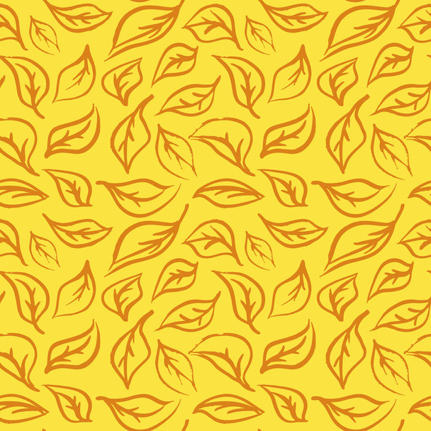 Seamless foliage pattern. Gold leaf vector background - Vector, Image