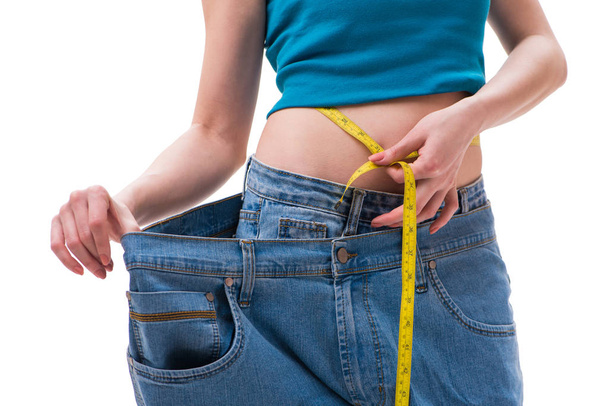 Conceito de dieta com jeans de grandes dimensões
 - Foto, Imagem