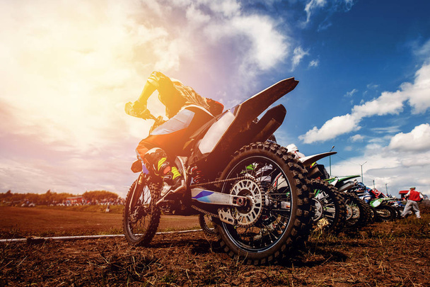 motocycle participates in motocross - Photo, Image