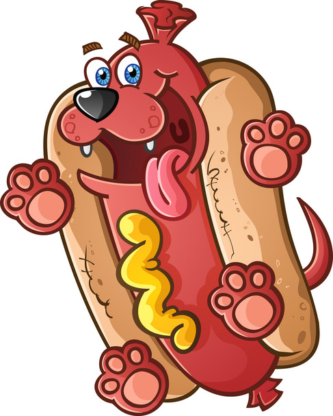 hotdog stripfiguur - Vector, afbeelding