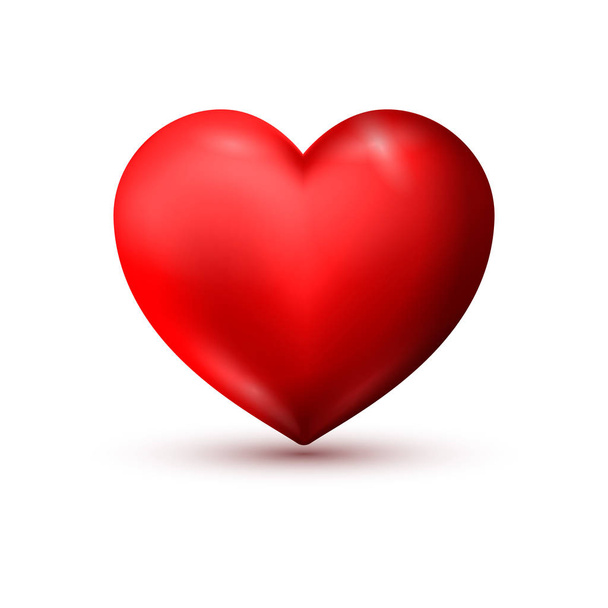 Ilustração vetorial do coração vermelho realista. Desenho do dia dos namorados. Coração vermelho isolado em branco
. - Vetor, Imagem