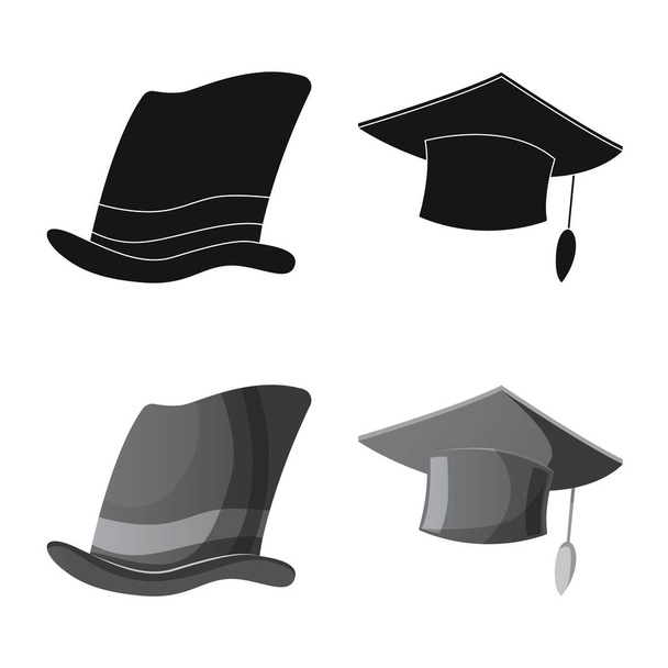 Vector illustration of headgear and cap icon. Collection of headgear and accessory stock vector illustration. - Вектор,изображение