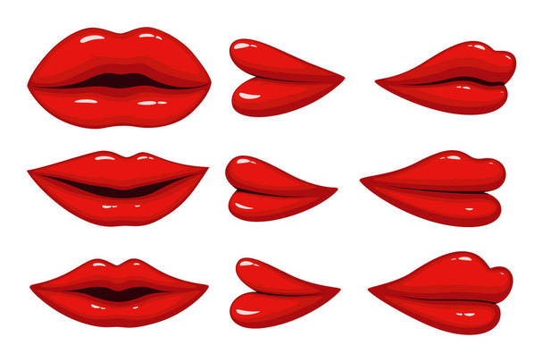 Ilustración vectorial de conjunto de labios de colección diferentes
 - Vector, imagen