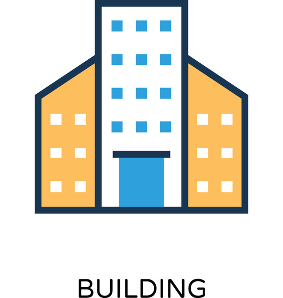 edificio icono de vector de color - Vector, Imagen