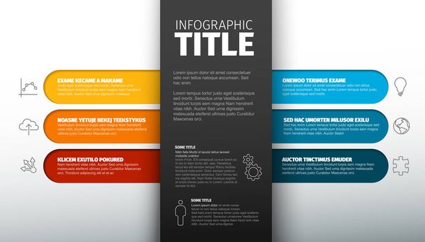 Vector multipurpose Infographic template with six elements and the title with description in the midle - Vector, Image
