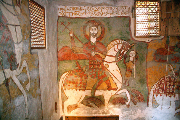 Antiguo fresco en el Monasterio de San Pavel
 - Foto, Imagen