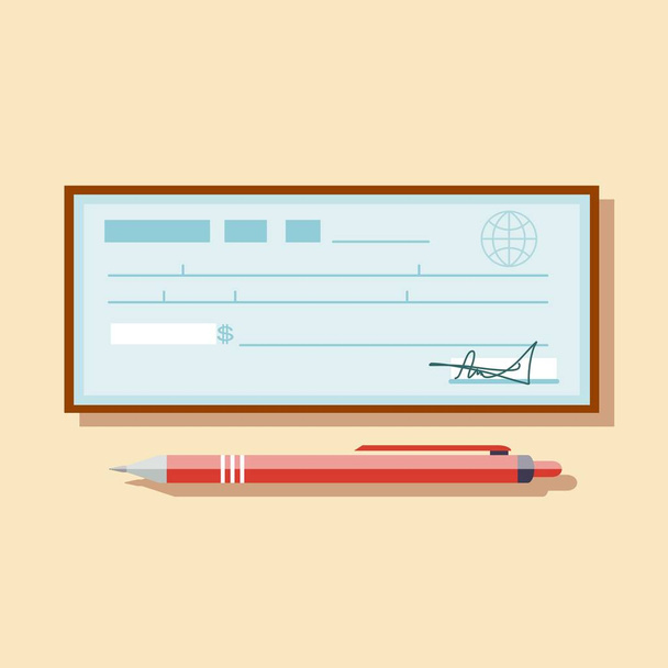 Cheque vector illustration. Cheque icon in flat style. - Vector, Image