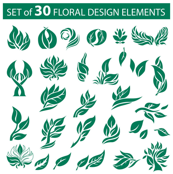 Vector stylish floral icons - natural design elements  - Διάνυσμα, εικόνα