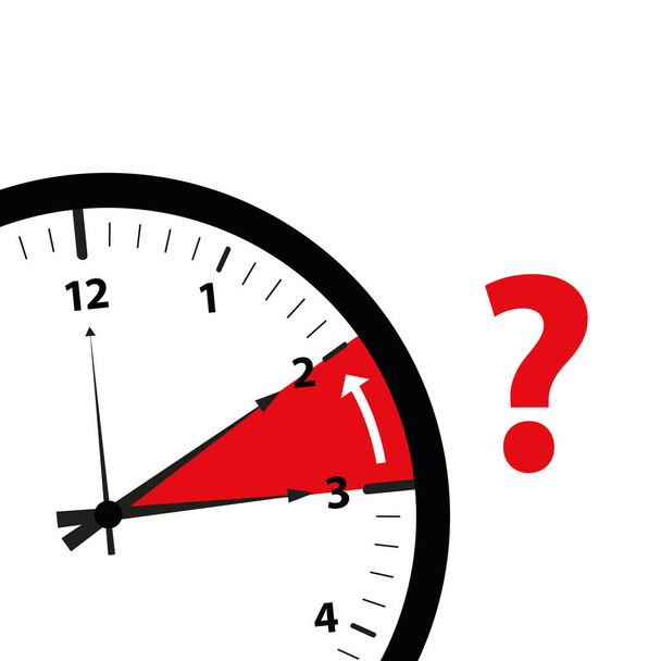 afbeelding van het pictogram van klok tijdzone wijzigen met rood vraagteken - Vector, afbeelding