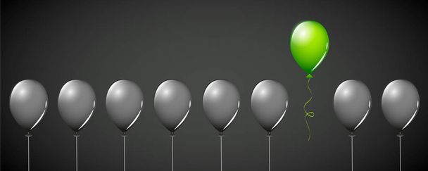 zielony Skutry od czarne balony na czarnym tle różnych koncepcji projektu - Wektor, obraz