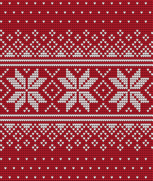 Knitted Christmas and New Year pattern - Vector, Image