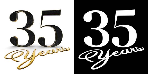 Numéro d'or trente-cinq (numéro 35) et les années d'inscription avec ombre portée et canal alpha. Illustration 3D
. - Photo, image