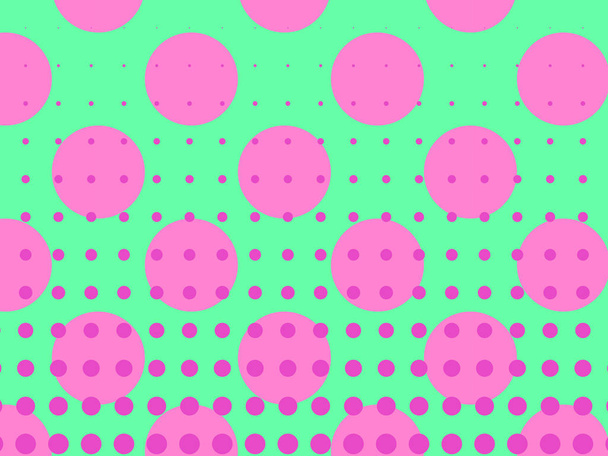 Arte pop fondo, círculos, puntos rosa contra verde. Libro de historietas
 - Vector, imagen
