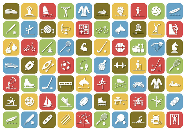 Conjunto de iconos deportivos de diseño plano con sombras. Ilustración vectorial
 - Vector, Imagen