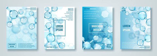 Banners or brochures with abstract molecules design. Atoms. Medical background for banner or flyer. Vector illustration. - Vetor, Imagem