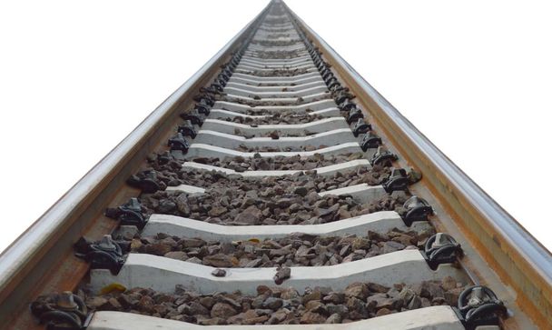 Tor kolejowy perspektywy na białym tle - Zdjęcie, obraz