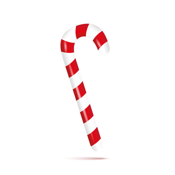 red and white christmas candy cane isolated on white background - Vector, Imagen