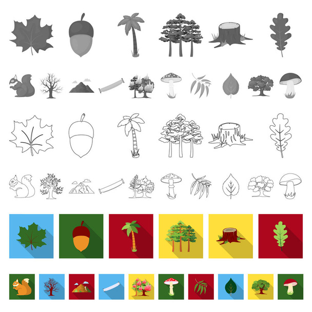 Bosque y naturaleza iconos planos en colección de conjuntos para el diseño. Bosque vida vector símbolo stock web ilustración
. - Vector, imagen