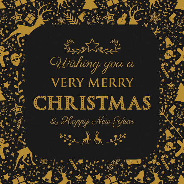 Decorative Christmas card with seasonal ornaments. Vector. - Vecteur, image