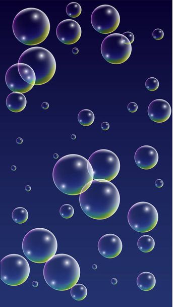 ubble with Hologram Reflection. Set of Realistic Water or Soap Bubbles for Your Design. - Vektori, kuva
