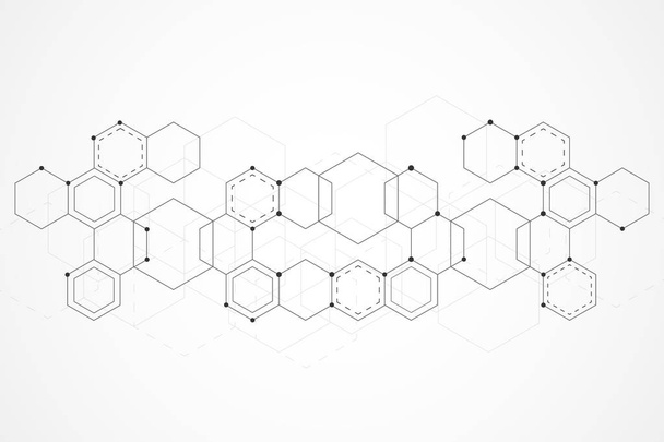 Abstraktní šestiúhelníkové pozadí, Technologický polygonální koncept - Vektor, obrázek
