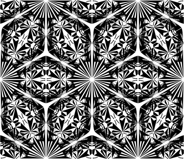 Kaleidoscope  pattern vector.  Psychedelic design element for wallpaper, scrapbooking, fabric. Monochrome fantastic background. - Vettoriali, immagini