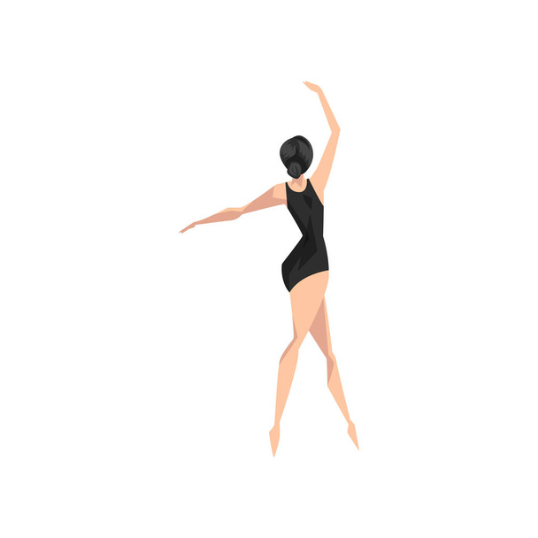 Joven bailarina delgada y hermosa bailando, vector de clase de danza clásica de ballet Ilustración sobre un fondo blanco
 - Vector, Imagen