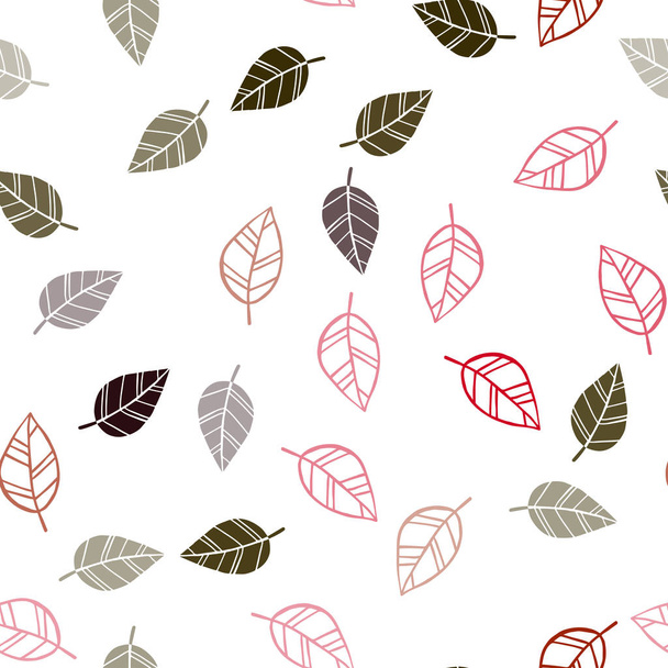 Dark Green, Red vector seamless doodle background with leaves. A vague abstract illustration with leaves in doodles style. Pattern for trendy fabric, wallpapers. - Vektor, Bild