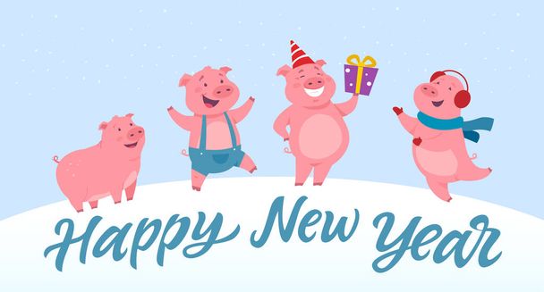 Happy New Year - modern cartoon character illustration - Vettoriali, immagini