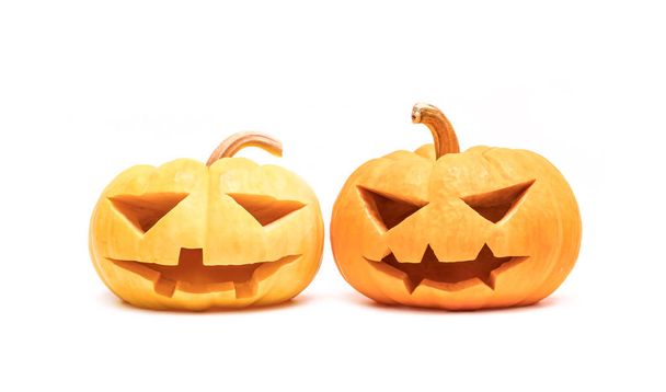 Halloween dýně hlava izolovaných na bílém pozadí pro halloween party dekorace - Fotografie, Obrázek