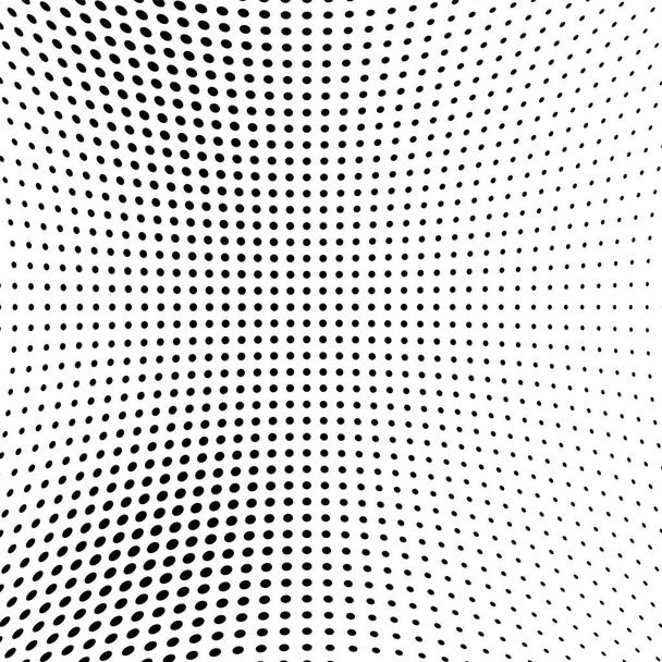 ハーフトーン テクスチャを抽象化します。混沌とした白い背景に黒のドットのパターン。未来的なグランジの表面 - ベクター画像