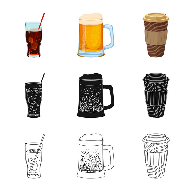 Vector illustration of drink and bar icon. Collection of drink and party stock symbol for web. - Vektori, kuva