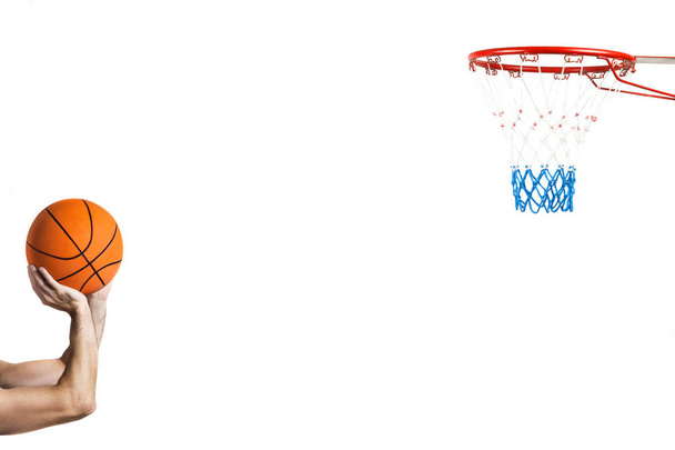 portrait of the arms of a basketball player intent on shooting the basket - Photo, Image