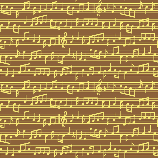 Bastón con notas de música patrón sin costuras. Marrón y oro vector notas de música patrón sin costura hoja. Color de fondo editable
.  - Vector, imagen