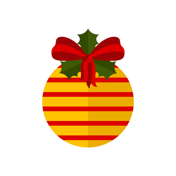 Vánoční ozdoba koule s holly opouští ikonu. Vektorové ilustrace design - Vektor, obrázek