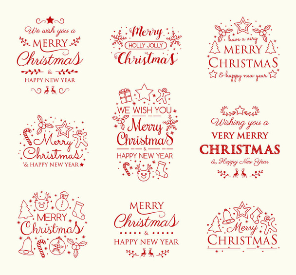 Concept of Christmas ornaments with wishes. Vector. - Vektor, kép