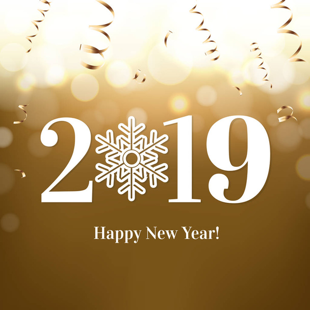 2019 New Year Postcard With Gradient Mesh, Vector Illustration - Vector, Image