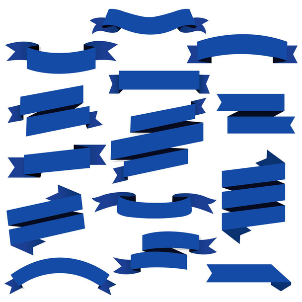 Blue Web Ribbons Set, Vector Illustration - Vector, imagen