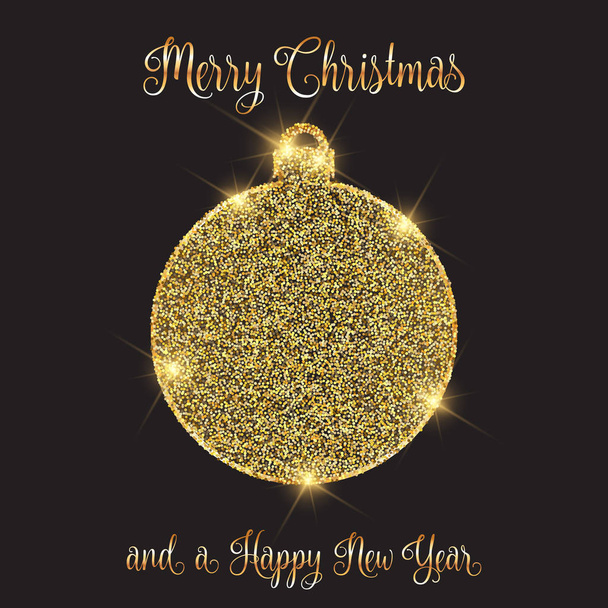 Christmas and Happy New year background with glittery bauble design - Vector, Image