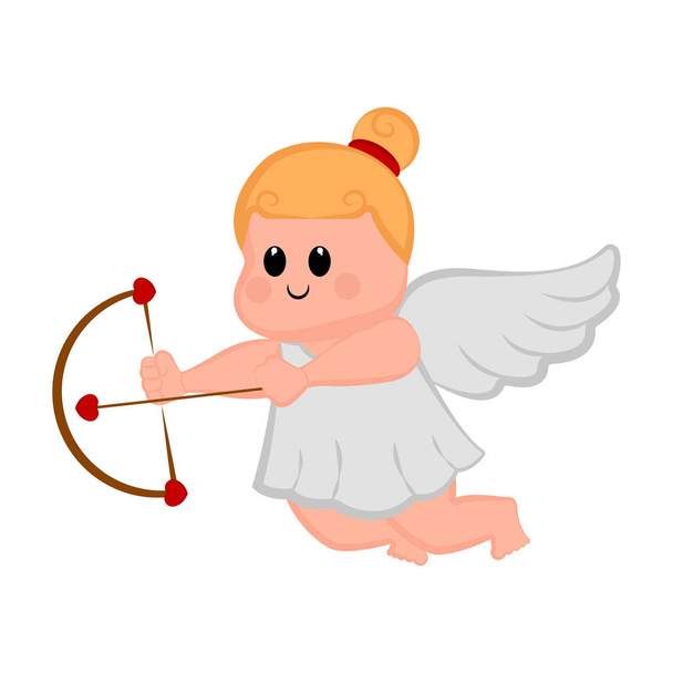 Cute cupid girl icon with bow and arrows - Vektor, kép